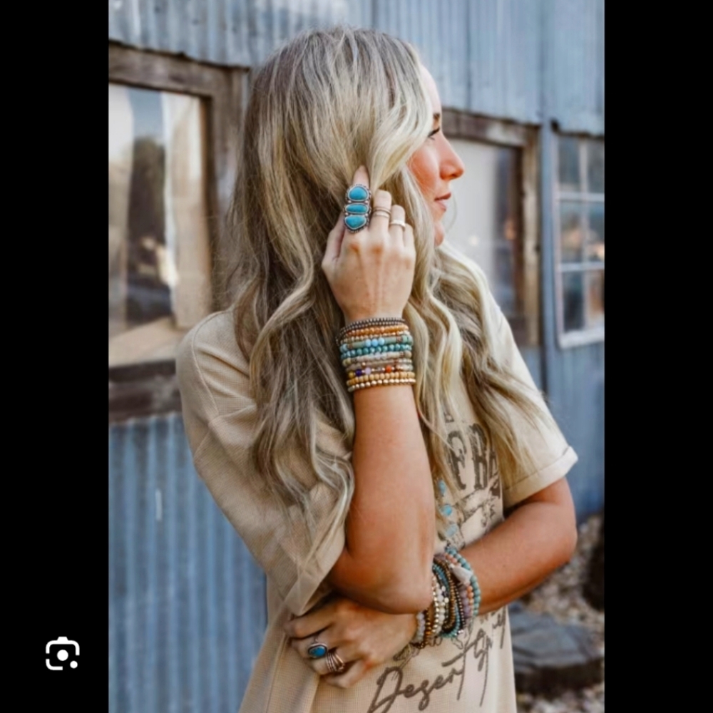 Three Bird Nest Turquoise Jewelry Bundle Necklace & Ring boho western style silv